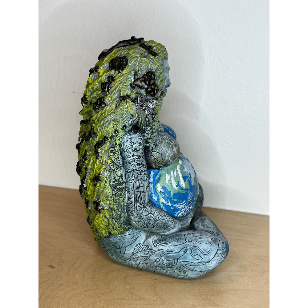 Mother Earth Gaia Goddess Figurine Sculpture Pregnant with World Statue - Picture 2 of 6